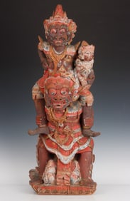 Antique Balinese Carved Wood Figural Group