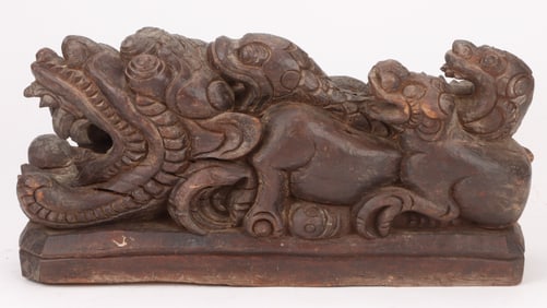 Antique Balinese Carved Wood Architectural Element