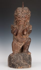 Antique Balinese Carved Wood Barong Demon Figure