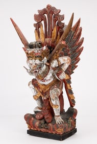 Antique Balinese Polychrome Carved Wood Figure of Garuda