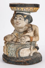 Antique Balinese Figure of Men Brayut (Bryut), 19th C., H: 18.5"