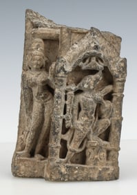 Ancient Indian Carved Stone Sculpture, Varaha and Attendant