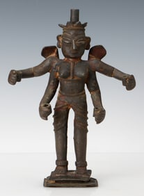 Antique Indian Copper Figure Of 4-Armed Shiva, 11"
