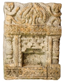 Antique Indian Carved Stone Temple Oil Lamp Niche