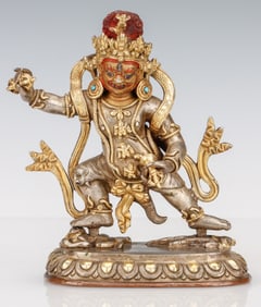 Sino-Tibetan Gilt Copper Figure of Vajrapani