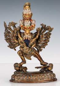 Nepali Gilt and Painted Copper Figure of Hevajra And Consort