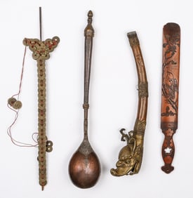 4 Antique Asian and Tibetan Implements