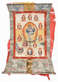 Tibetan Thangka of Hevajra In Yab Yum With Vajra Nairatmya
