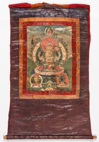 Tibetan Thangka Of Shadakshari Lokeshvara