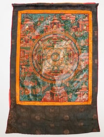 Tibetan Thangka With Buddha Mandala