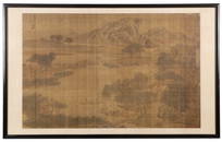 Monumental Antique Chinese Landscape Painting, Late 17th C., 52'' x 80''