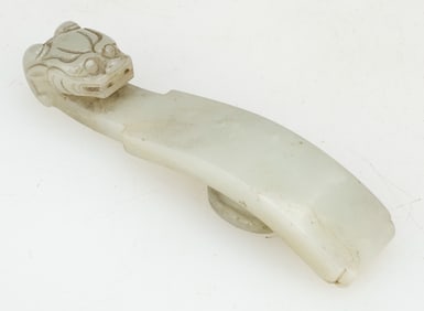 Antique Chinese White Jade Dragon Belt Hook