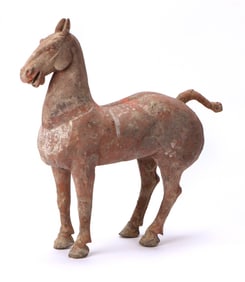 Chinese Tang Dynasty Pottery Saddled Horse