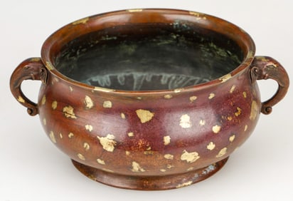 Antique Chinese Bronze Gold Splash Censer, Qing Dynasty