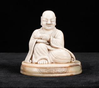 Fine Chinese Soapstone Figure of a Buddhist Monk, 18th C.
