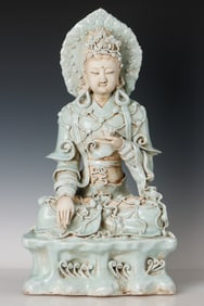 Chinese Celadon Glazed Porcelain Bodhisattva