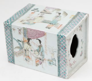 Chinese Famille Verte Porcelain Pillow