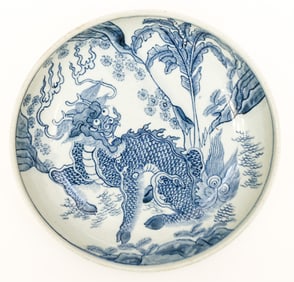 Chinese Blue and White Porcelain Dragon Charger