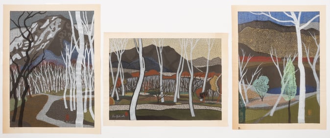 Toru Mabuchi (Japanese, 1920-1994) 3 Color Woodblocks