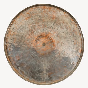 Antique Armenian Tinned Copper Engraved And Inscribed Tray