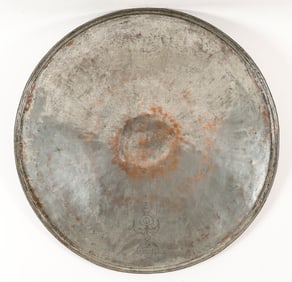 Antique Armenian Tinned Copper Engraved And Inscribed Tray, Dated 1880