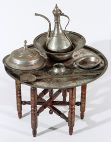Collection of Antique Armenian Engraved and Inscribed Tinned Copper