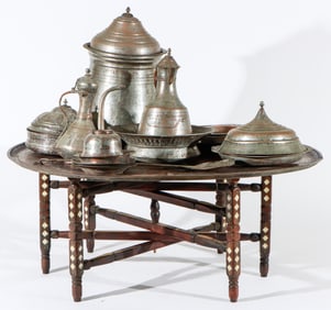 Collection of 22 Antique Armenian Engraved And Inscribed Tinned Copper