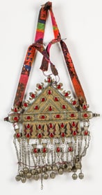 Large Antique Turkmen Parcel Gilt Silver Bridal Adornment, Afghanistan, 19th C.