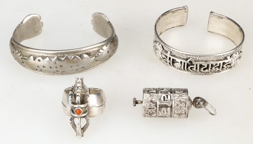 4 Pieces of Tibetan Silver Jewelry