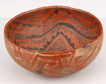 Anasazi Black on Red Pottery Bowl, Diam. 10"