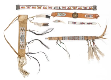 Collector's Lot of 6 Native American Plains Beaded Works