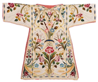 Silk and Metal Thread Embroidered Liturgical Robe, France, Late 17th/ Early 18th C., 4'5'' x 3'7''
