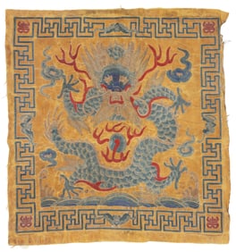 Antique Chinese Dragon Embroidery Textile, Qing Dynasty