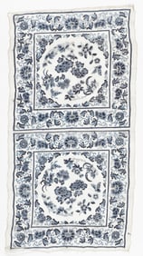 Fine Chinese Blue and White Silk Embroidered Gauze Textile, 18th C.