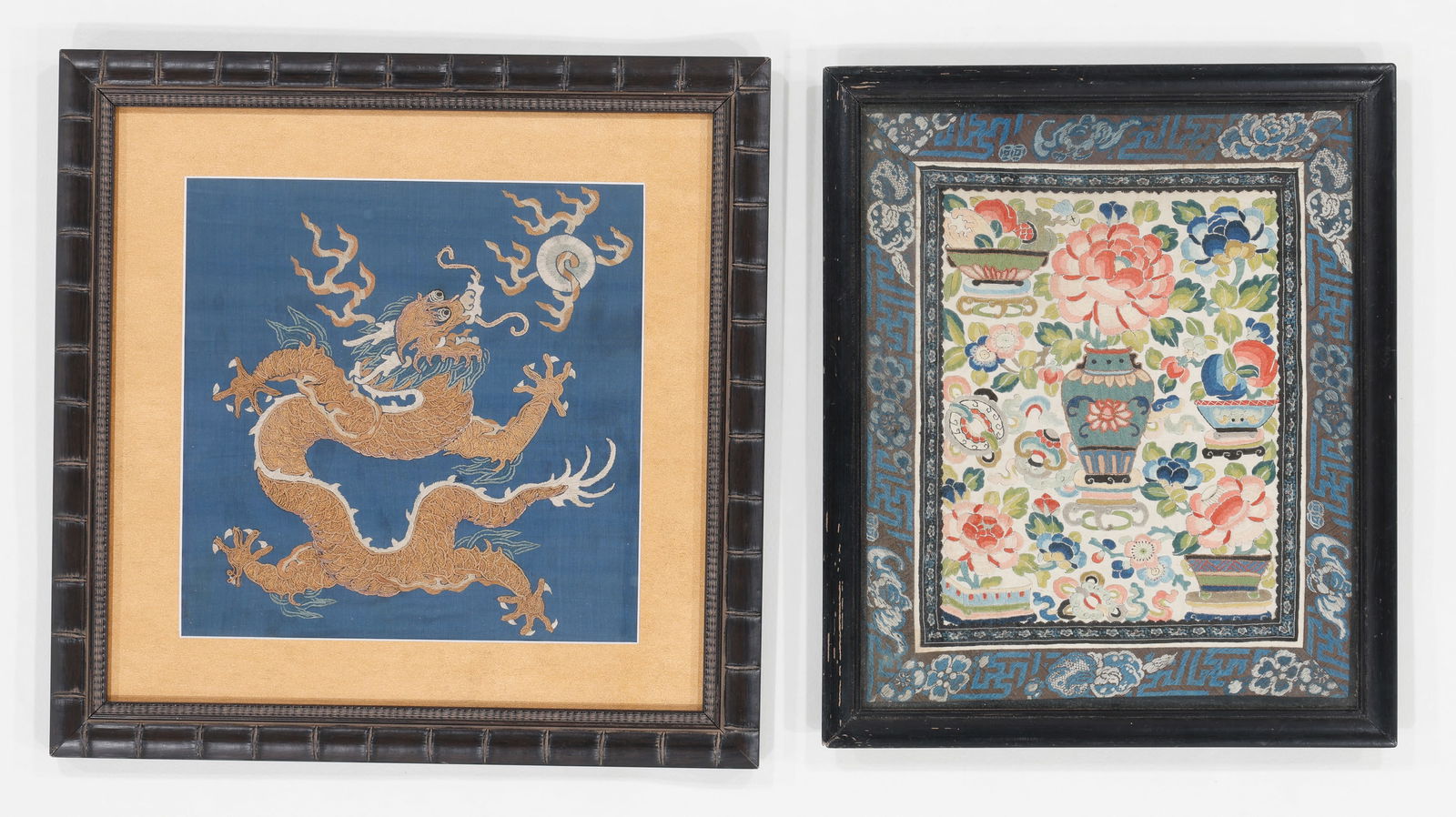2 Antique Chinese Silk Framed Embroideries (1 of 2)