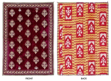 C. Asian Double Sided Silk Ikat and Embroidered Velvet Textile, Late 19th