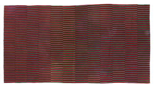 Fine Antique Tibetan Striped Wool Kira, 4'2'' x 7'11''