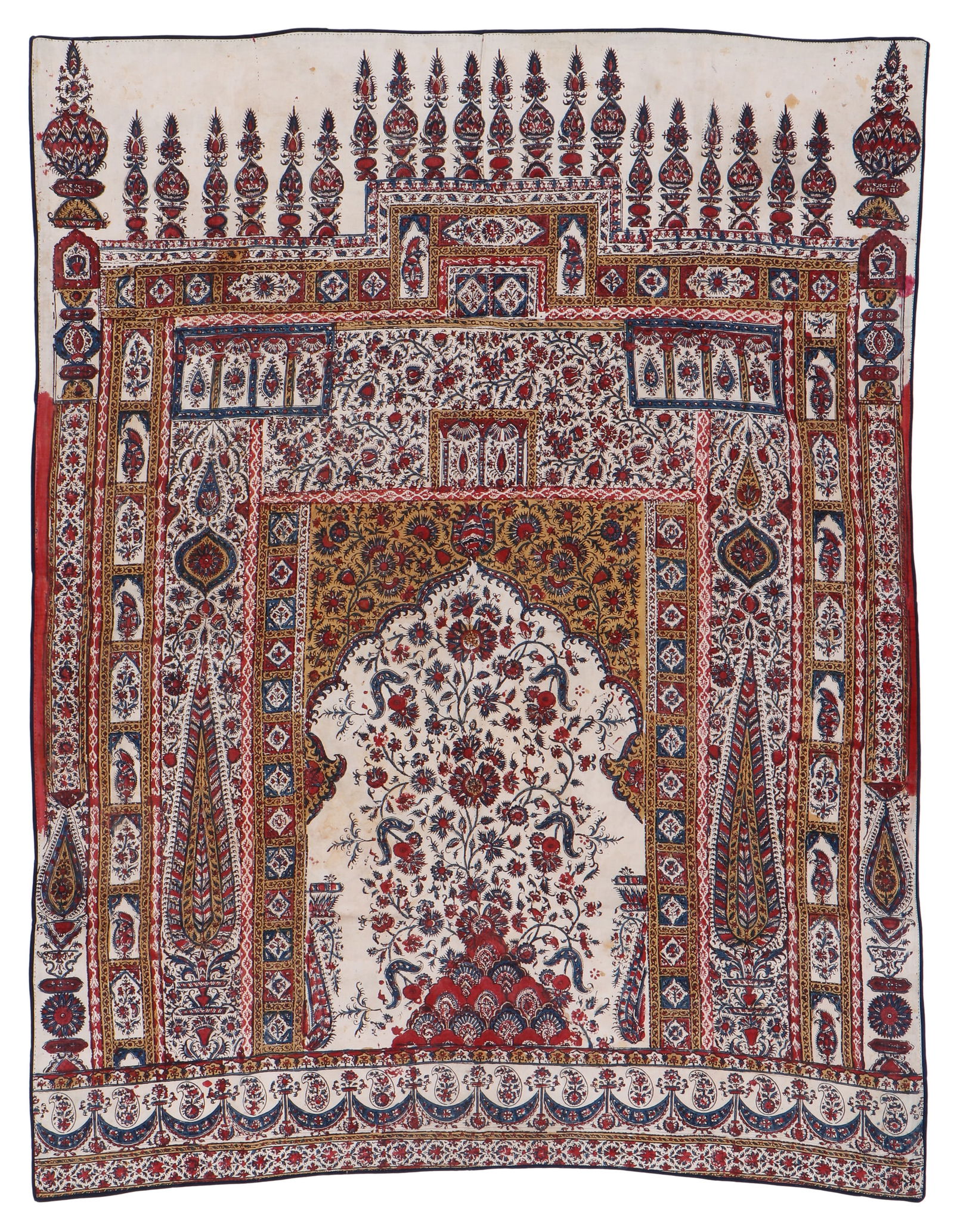 Antique Persian Prayer Arch Kalimkari, Late 19th C. (1 of 5)