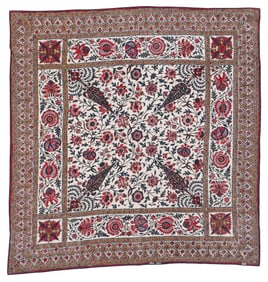 Antique Persian Kalimkari Square Textile, 19th C.