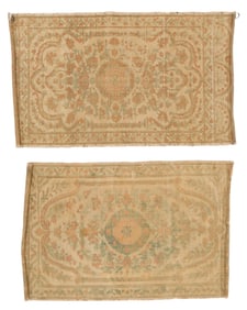 2 Antique Silk and Velvet Bursa Yastik Panels, Turkey