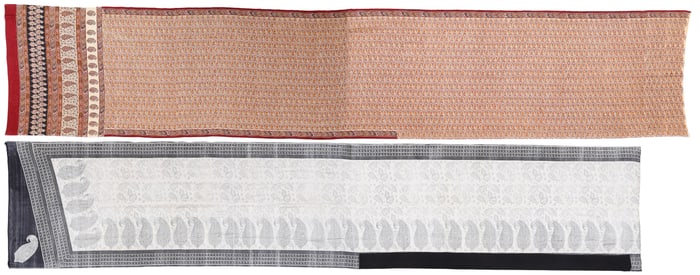 2 Block-Printed Resist-Dyed Silk Saris