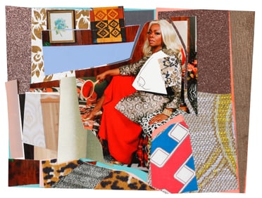 Mickalene Thomas (b. 1971) Mixed Media Collage