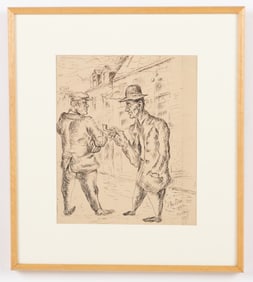 David Burliuk (1882-1967) Bowery NYC Ink Drawing, 1932