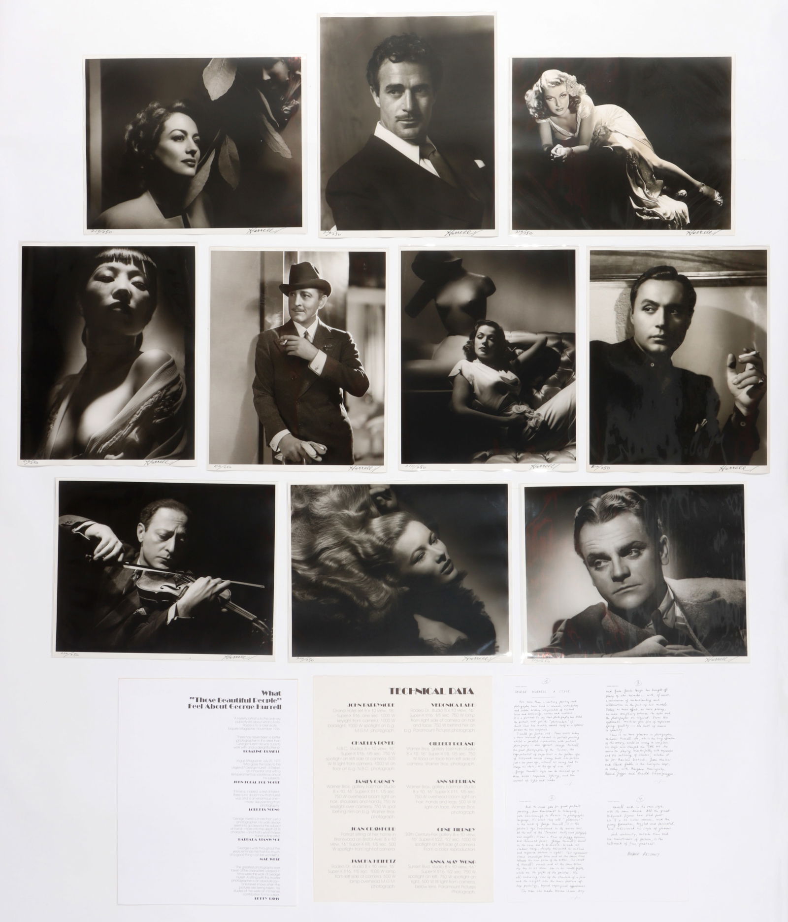 George Hurrell (1904-1992) Portfolio III (complete w/ 10 works): George Hurrell (1904-1992) Portfolio III (complete set of 10 gelatin silver photographs), including portraits of Joan Crawford, Gilbert Roland, Ann Sheridan, James Cagney, Charles Boyer, Jascha Heifet