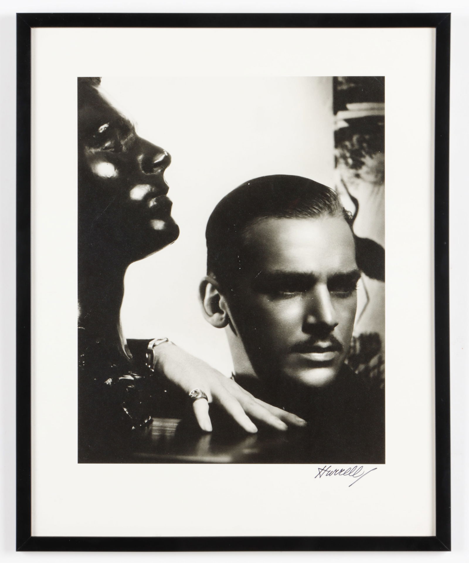 George Hurrell (1904-1992) Portrait of Douglas Fairbanks Jr: George Hurrell (American, 1904-1992) Portrait of Douglas Fairbanks Jr, silver gelatin photograph, signed. Framed. Size: 15'' x 12'', 38 x 30 cm (image); 21'' x 17'', 53 x 43 cm (frame). Provenance: Vi