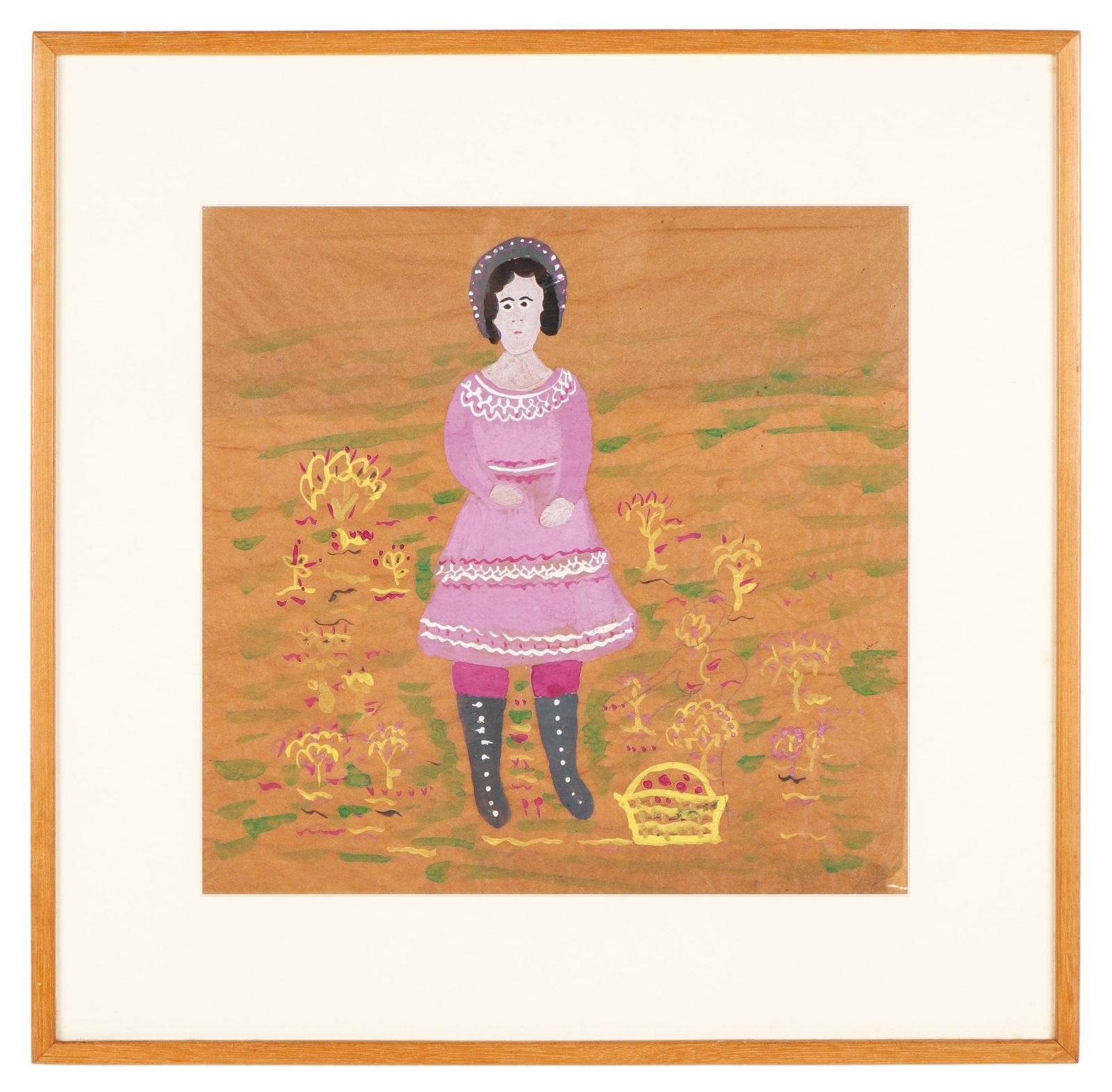 Eve Peri (1897-1966) "Memories Too": Eve Peri (American, 1897-1966) "Memories Too", watercolor painting on tissue paper. Framed. Size: 14'' x 14.25'', 36 x 36 cm (sight); 21'' x 21.25'', 53 x 54 cm (frame).