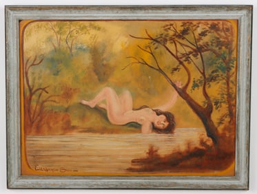 Louis Eilshemius (1864-1941) "Landscape with Nude Bather", 1917