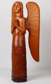 Mestre Dezinho (1916-2000) Life-size "Angel" Carved Wood Sculpture