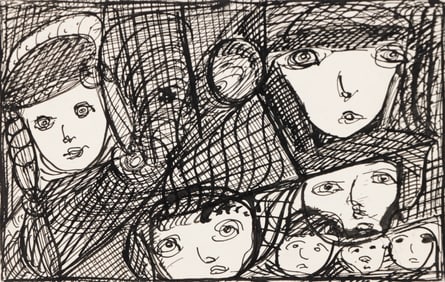 Madge Gill (English, 1882-1961) Ink drawing