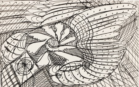 Madge Gill (English, 1882-1961) Ink drawing